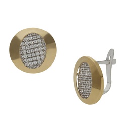 [P1457] PENDIENTES BICOLOR ORO 18KL CIRCONITAS - 12x13MM