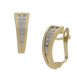 [P1452] PENDIENTES BICOLOR ORO 18KL CIRCONITAS - 5x15mm