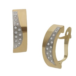 [P1453] PENDIENTES BICOLOR ORO 18KL CIRCONITAS - 5x16mm