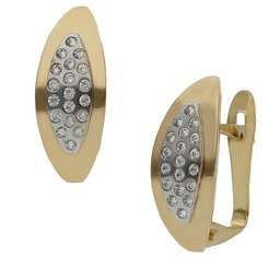 [P1451] PENDIENTES BICOLOR ORO 18KL CIRCONITAS - 6x14MM
