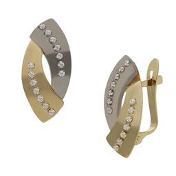 [P1454] PENDIENTES BICOLOR ORO 18KL CIRCONITAS - 8x17mm