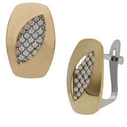 [P1448] PENDIENTES BICOLOR ORO 18KL CIRCONITAS - 9x14MM