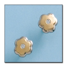 [P873] PENDIENTES BICOLOR ORO 18KL FLOR - 10MM