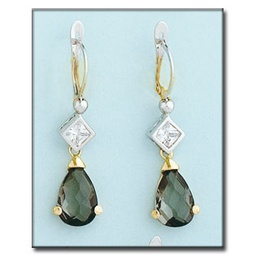 [P6420] PENDIENTES BICOLOR ORO 18KL OLIVINA
