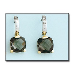 [P6410] PENDIENTES BICOLOR ORO 18KL OLIVINA