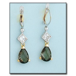 [P6425] PENDIENTES BICOLOR ORO 18KL OLIVINA