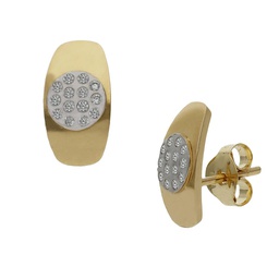 [P1437] PENDIENTES BICOLOR OVAL ORO 18KL - 6x11MM