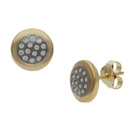 [P1429] PENDIENTES BICOLOR REDONDOS ORO 18KL - 8MM