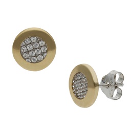 [P1433] PENDIENTES BICOLOR REDONDOS ORO 18KL - 8MM