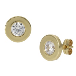 [P970] PENDIENTES CHATON ORO 18KL - 9MM