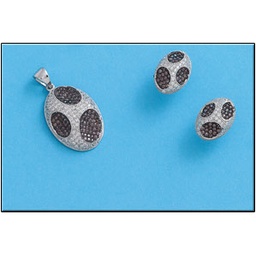 [AG5031P] PENDIENTES CIRCONITAS NEGRAS PLATA 925MM