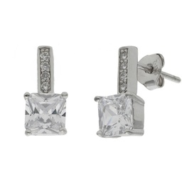 [AG1650] PENDIENTES CIRCONITAS PLATA 925MM - 6x14MM