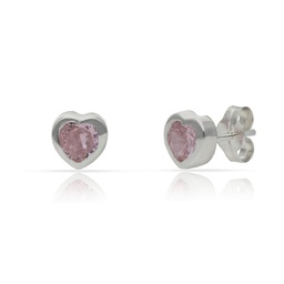 [AG1718] PENDIENTES CORAZON PIEDRA ROSA PLATA 925MM - 5MM (copia)