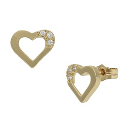 [P1066] PENDIENTES CORAZONES ORO 18KL CIRCONITAS