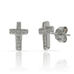 [AG1647] PENDIENTES CRUZ CIRCONITAS PLATA 925MM - 7x10MM