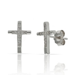 [AG1638] PENDIENTES CRUZ CIRCONITAS PLATA 925MM - 8.50x12MM