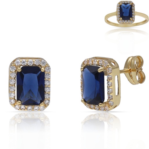 PENDIENTES ORO 18KL PIEDRAS AZULES - 7x9MM