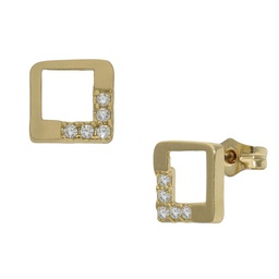 [P1065] PENDIENTES CUADRADOS ORO 18KL CIRCONITAS