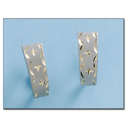 [P634] PENDIENTES EN ORO 18KL BICOLOR TALLADOS