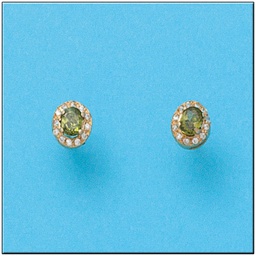 [P893] PENDIENTES EN ORO 18KL OVAL COLOR OLIVINA