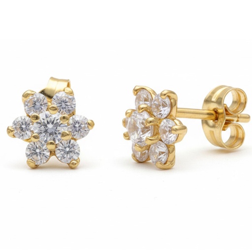 PENDIENTES ORO 18KL ROSETON CIRCONITAS