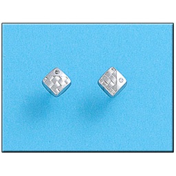 [P298] PENDIENTES EN ORO BLANCO 18KL CUADRADOS