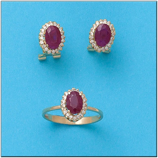 PENDIENTES ORO 18KL RUBIES FINOS