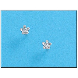 [P302] PENDIENTES EN ORO BLANCO 18KL FLOR