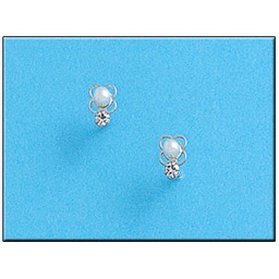 [P291] PENDIENTES EN ORO BLANCO 18KL PERLAS