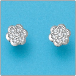 [P409] PENDIENTES EN ORO BLANCO DE 18KL FLOR