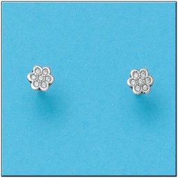 [P451] PENDIENTES EN ORO BLANCO DE 18KL FLOR