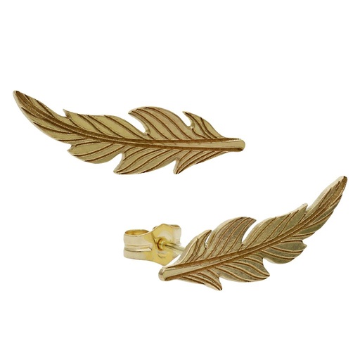PENDIENTES ORO 18KL TREPADORES PLUMA