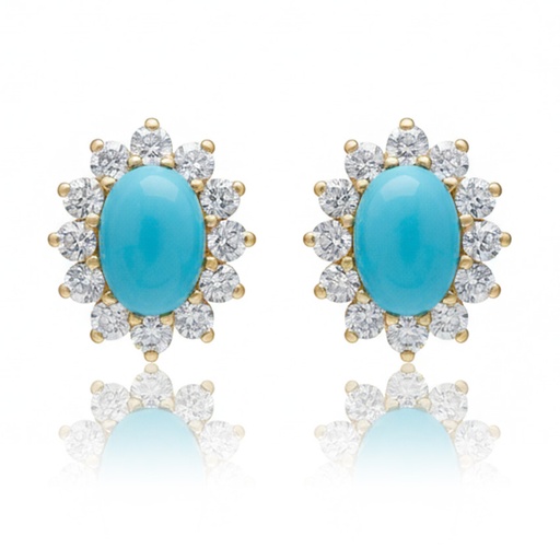 PENDIENTES ORO 18KL TURQUESA SINTETICA