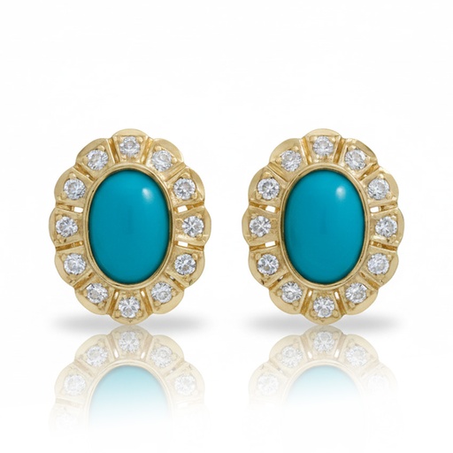 PENDIENTES ORO 18KL TURQUESAS SINTETICAS
