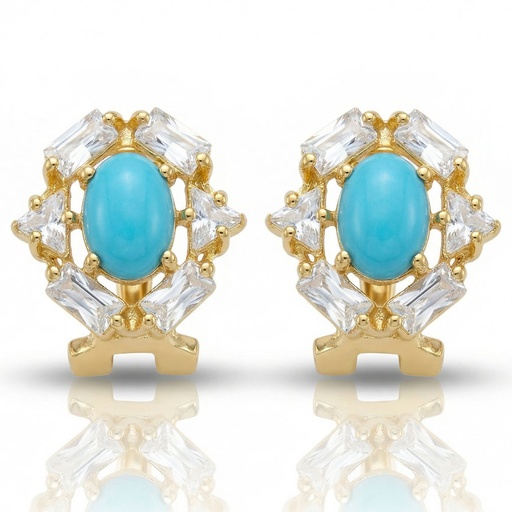 PENDIENTES ORO 18KL TURQUESAS SINTETICAS