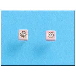 [P288] PENDIENTES EN ORO DE 18KL CERAMICA ROSA 