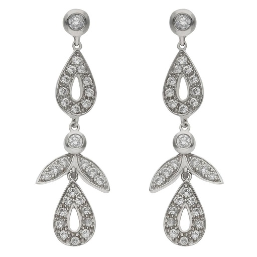 PENDIENTES ORO BLANCO 18KL CIRCONITAS - 13x42MM