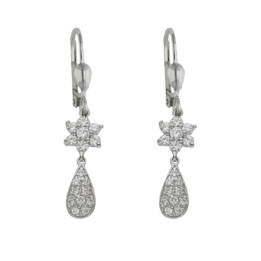 PENDIENTES ORO BLANCO 18KL CIRCONITAS - 7x34MM