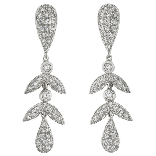 PENDIENTES ORO BLANCO 18KL CIRCONITAS - 7x45MM