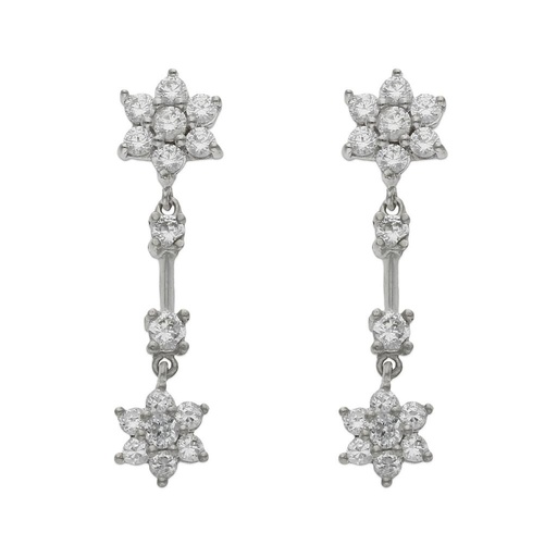 PENDIENTES ORO BLANCO 18KL CIRCONITAS - 8x32MM