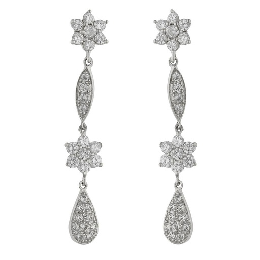 PENDIENTES ORO BLANCO 18KL CIRCONITAS - 8x46MM