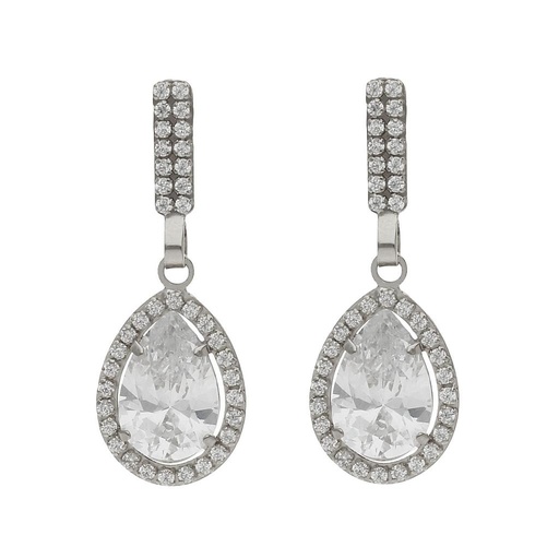 PENDIENTES ORO BLANCO 18KL CIRCONITAS - 9x25MM
