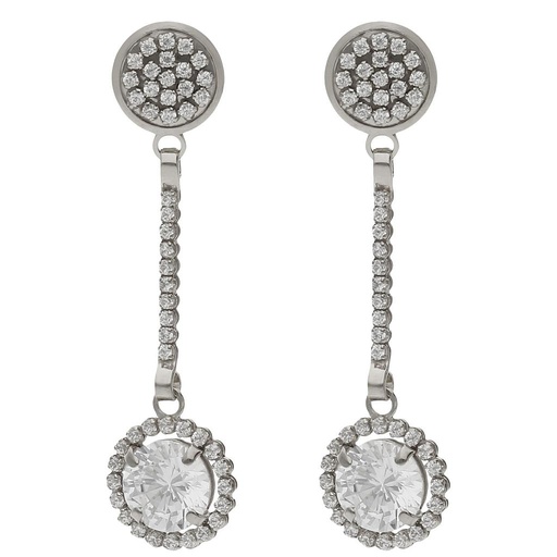 PENDIENTES ORO BLANCO 18KL CIRCONITAS - 9x35MM