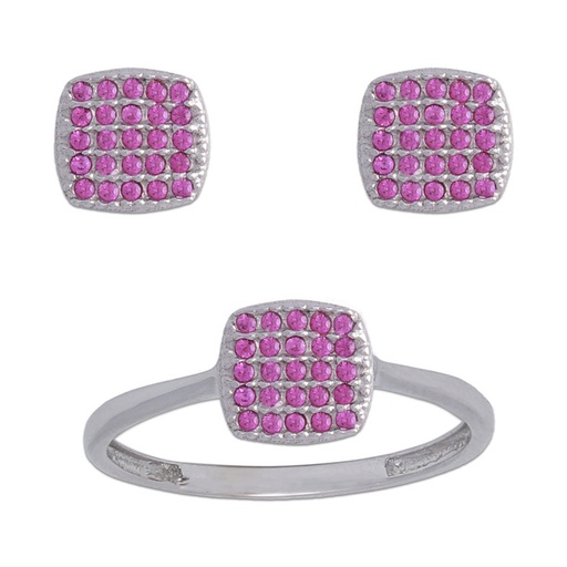 PENDIENTES ORO BLANCO 18KL COLOR ROSA