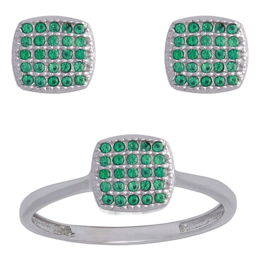 PENDIENTES ORO BLANCO 18KL COLOR VERDE