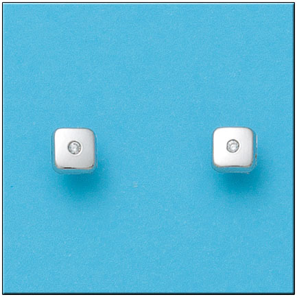 PENDIENTES ORO BLANCO 18KL CUADRADOS