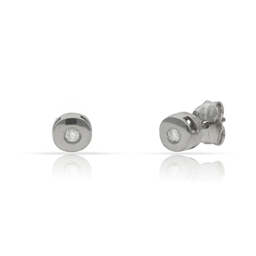 PENDIENTES ORO BLANCO 18KL DIAMANTES CHATON - 4.50MM