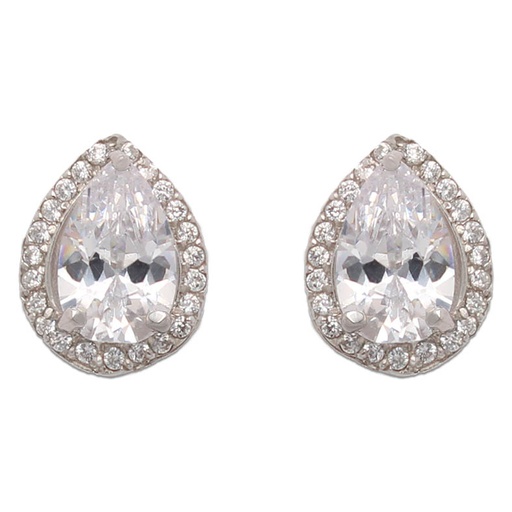PENDIENTES ORO BLANCO 18KL LAGRIMA