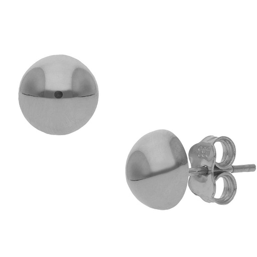 PENDIENTES ORO BLANCO 18KL MEDIA BOLA - 8MM