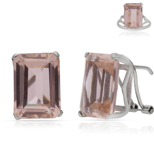 PENDIENTES ORO BLANCO 18KL NANO MORGANITA
